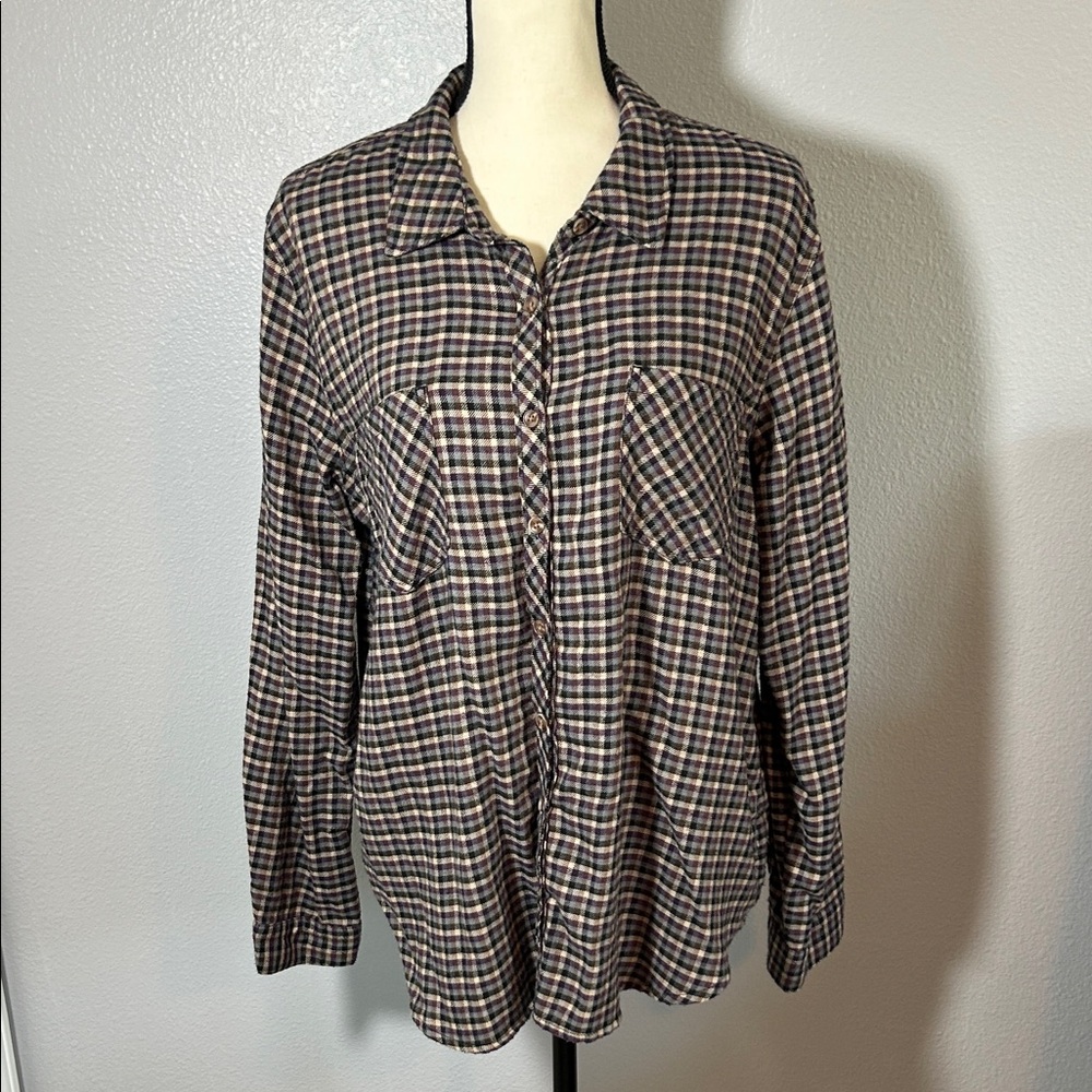 Maurices Purple and Black Checkered Top